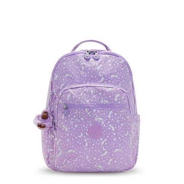 Kipling Seoul Large Printed 15" Backpack Laptop Bags Galaxy Metallic | AU 1663NW